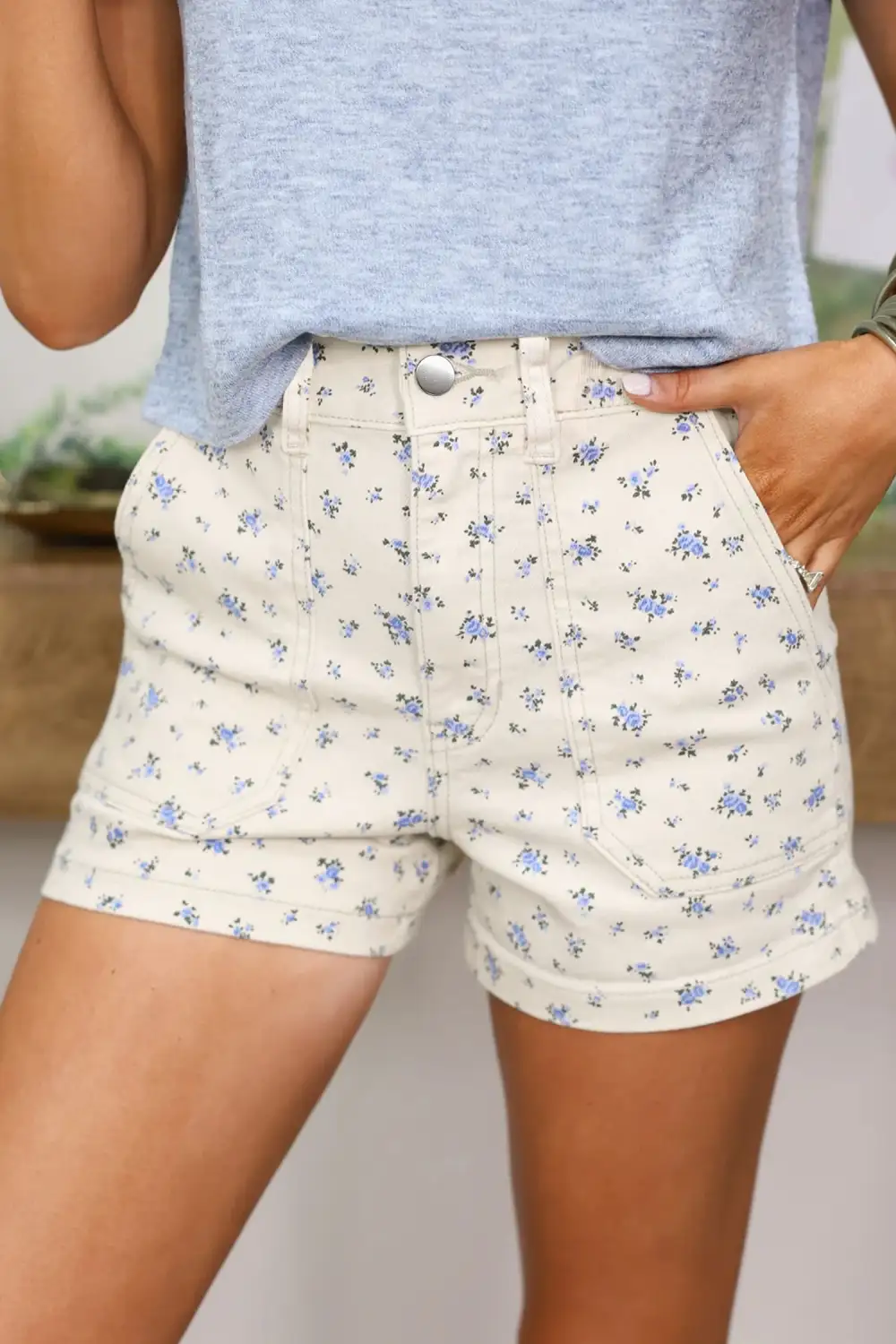 Floral Casual Cute Denim Shorts