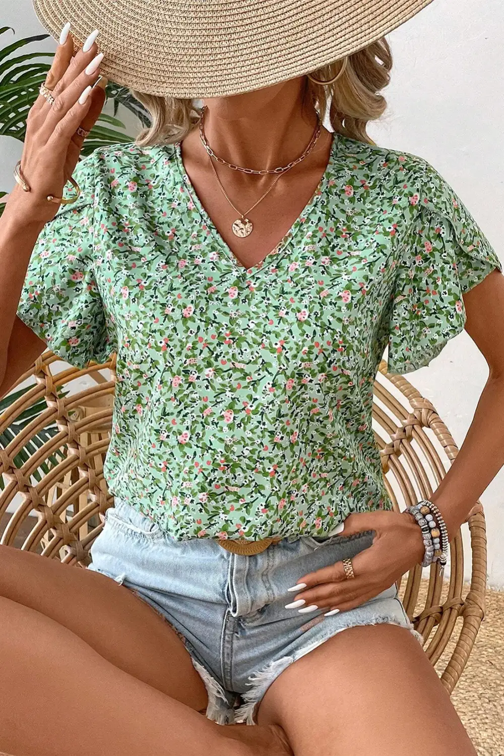 Effortless Floral Short Sleeve Blouse