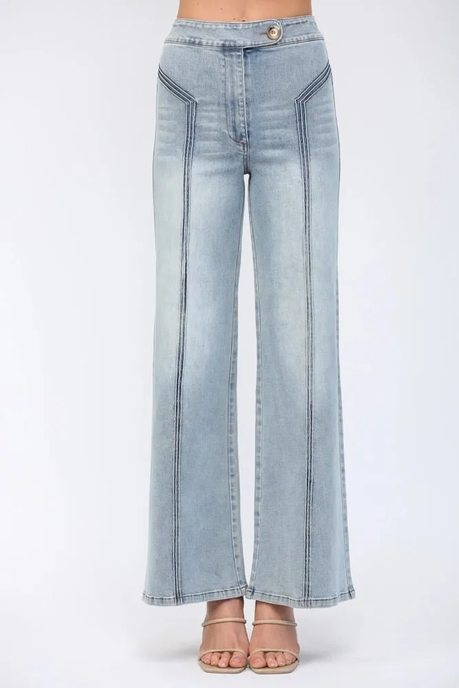 Vintage Wash Wide Leg Jeans