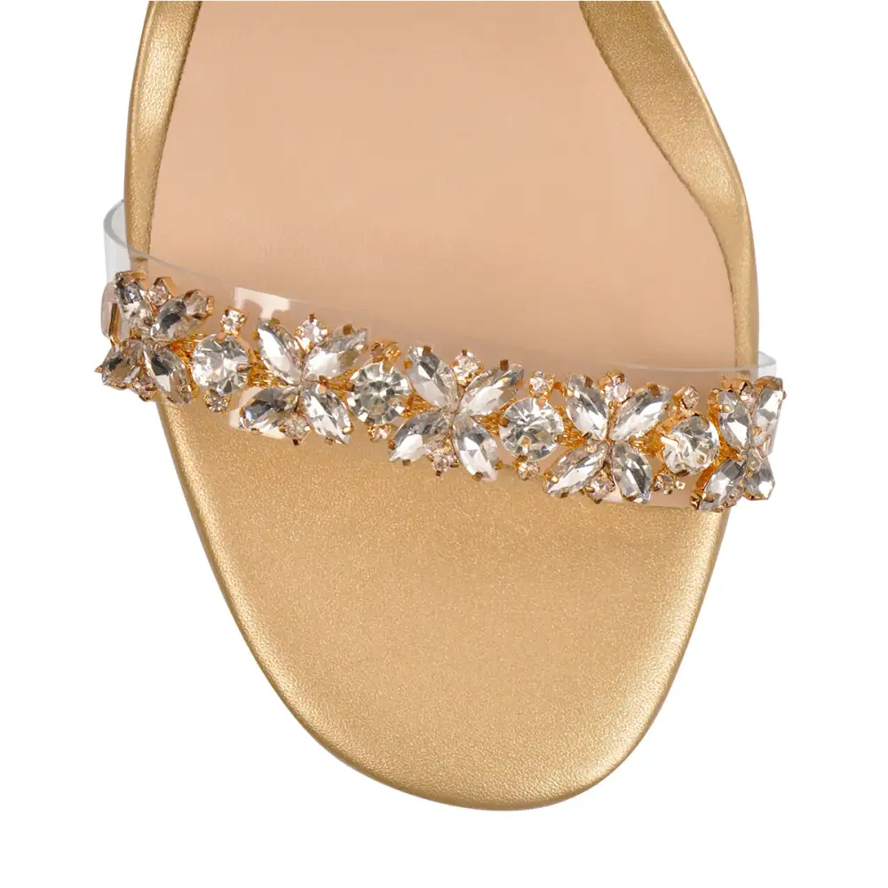 Ankle Clear Strap Rhinestone Transparent Perspex Heel Sandals