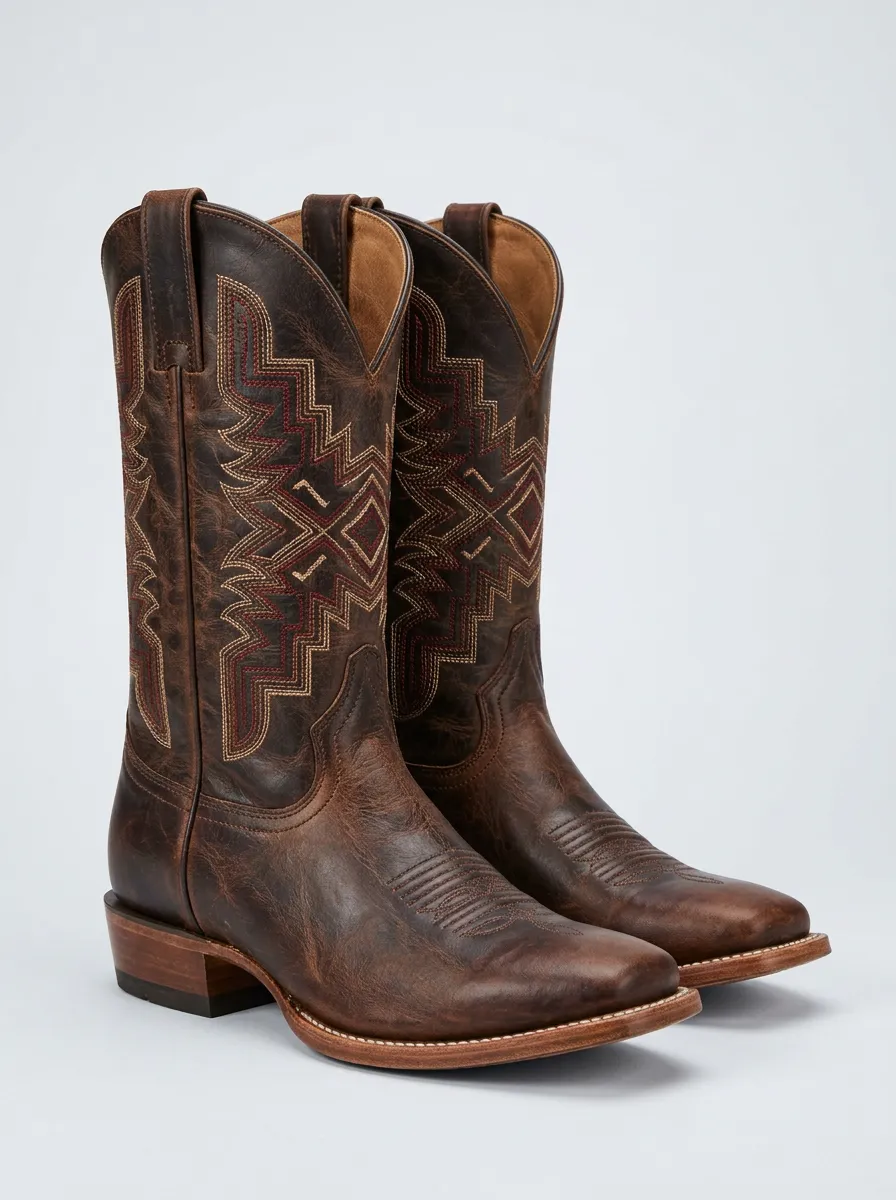 Open-Range Geometric Embroidered Statement Men's Western Cowboy Boots