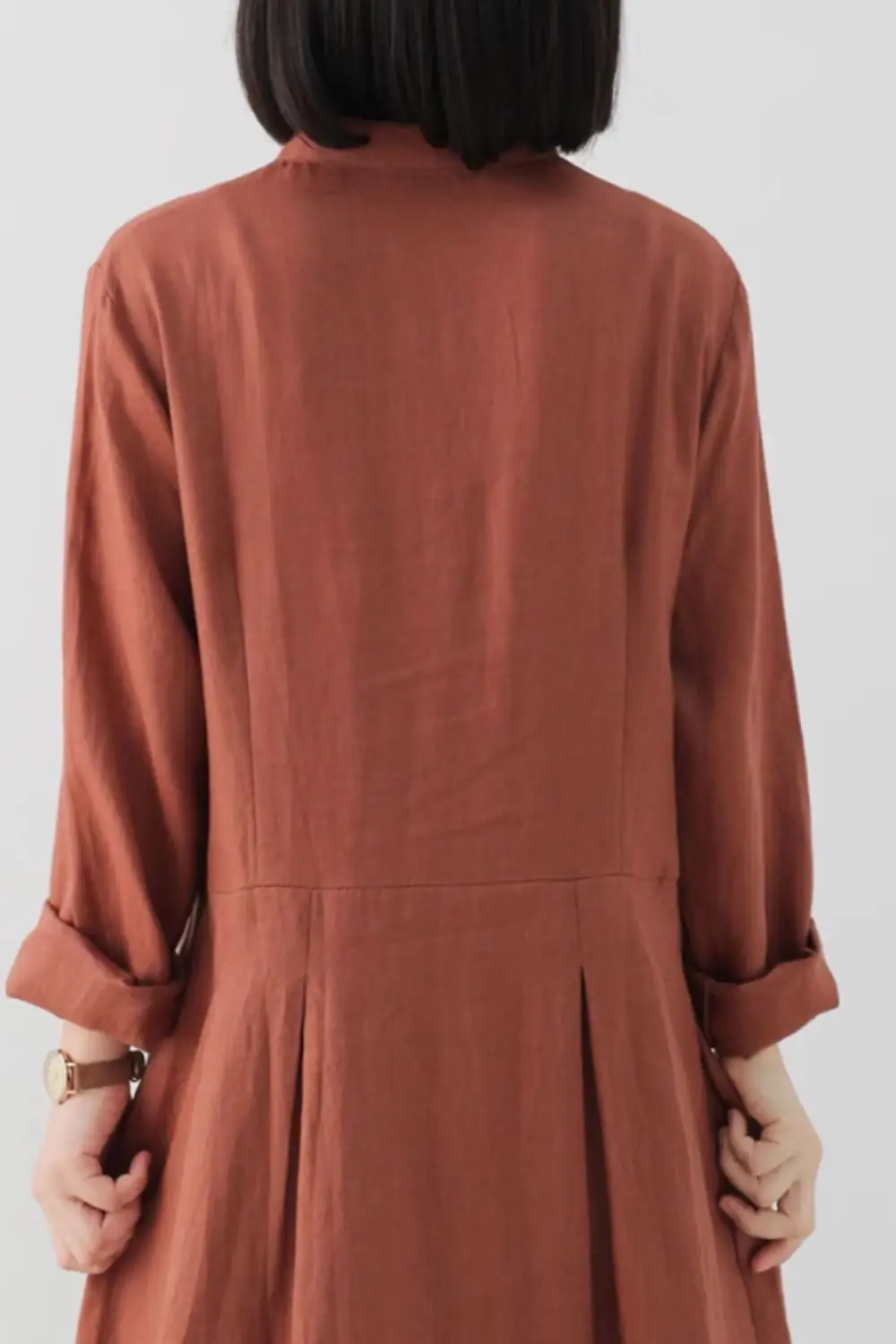 Layered Linen Long Sleeve Maxi Dress