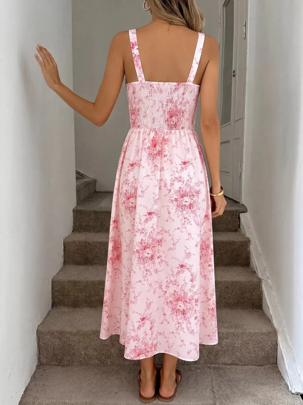 Polished Detail Floral Printed Ruffle Dress