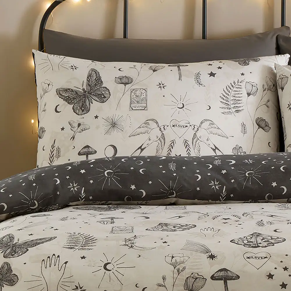 Contemporary Bedroom Reversible Check Polycotton Duvet Cover Set