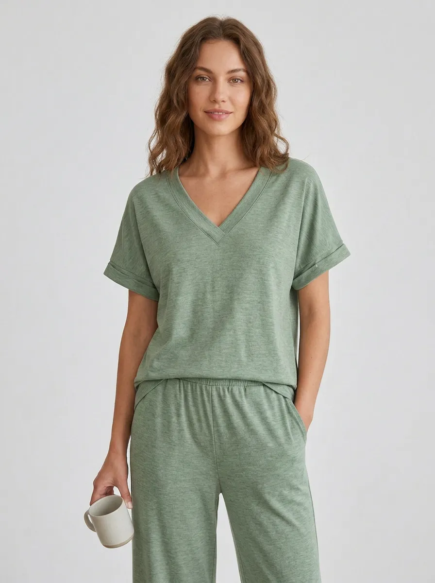 Trimmed Women's V-Neck Shirt