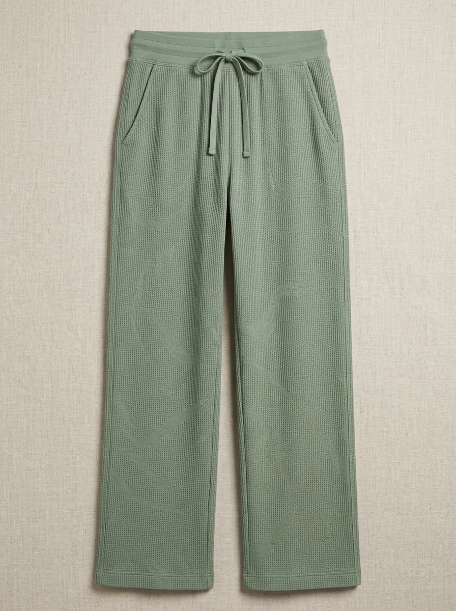 Women's Calm Tropical Leaf Print Printed Waffle Lounge Pants