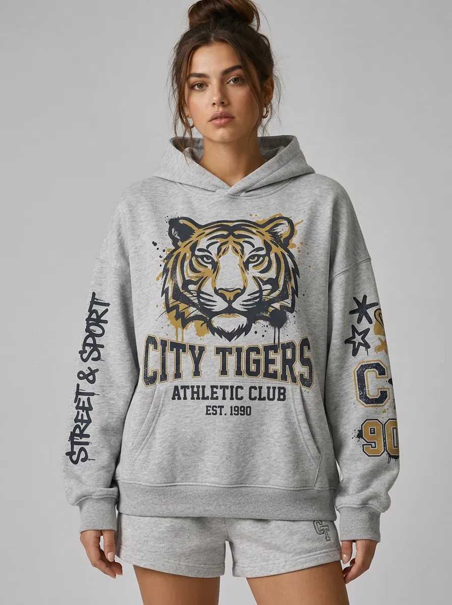 Women's City Tigers Athletic Club Tiger Face Printed Hoodie