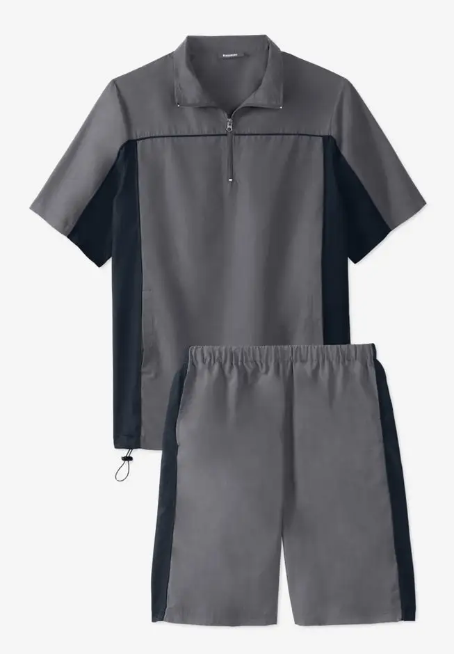 Quarter Zip Short Sleeve Colorblock Tracksuit