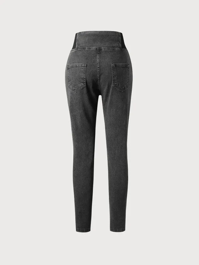 Women's Elasticity Waist Stretchy Loose Plain Denim Jeans