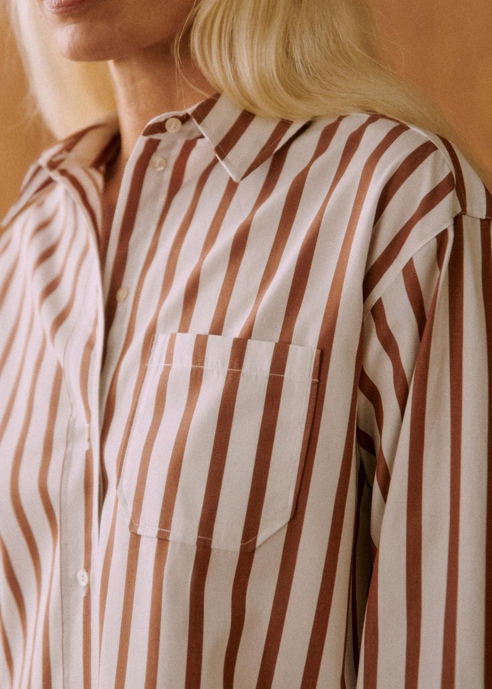 Long Sleeved Striped Loose Shirt