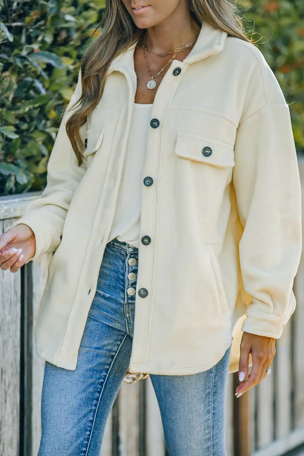 Women's Turn Down Collar Buttoned Shirt Jacket