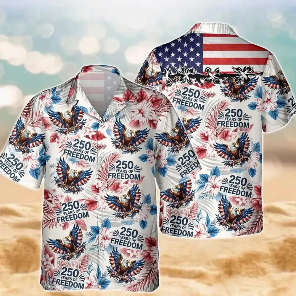 Men's Retro Hawaii Shirt Mixed Bundle 250 Years of Freedom 250th Anniversary Patriotic Shirt