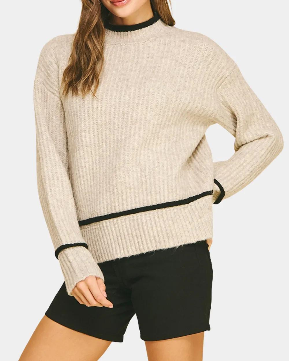 Color Detailed Sweater - Oatmeal