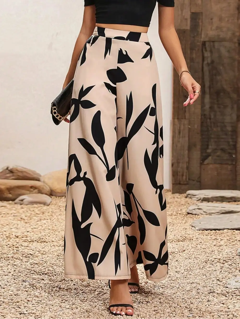 Wide Leg Printed Casual Everyday Pants