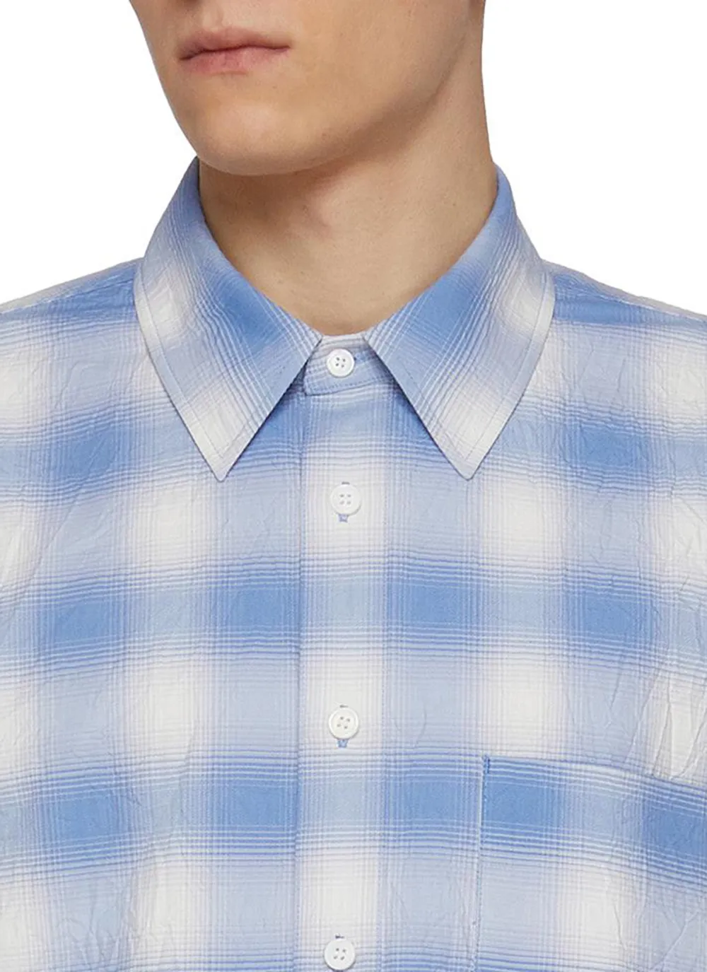 Classic Simple Versatile Blue And White Plaid Shirt