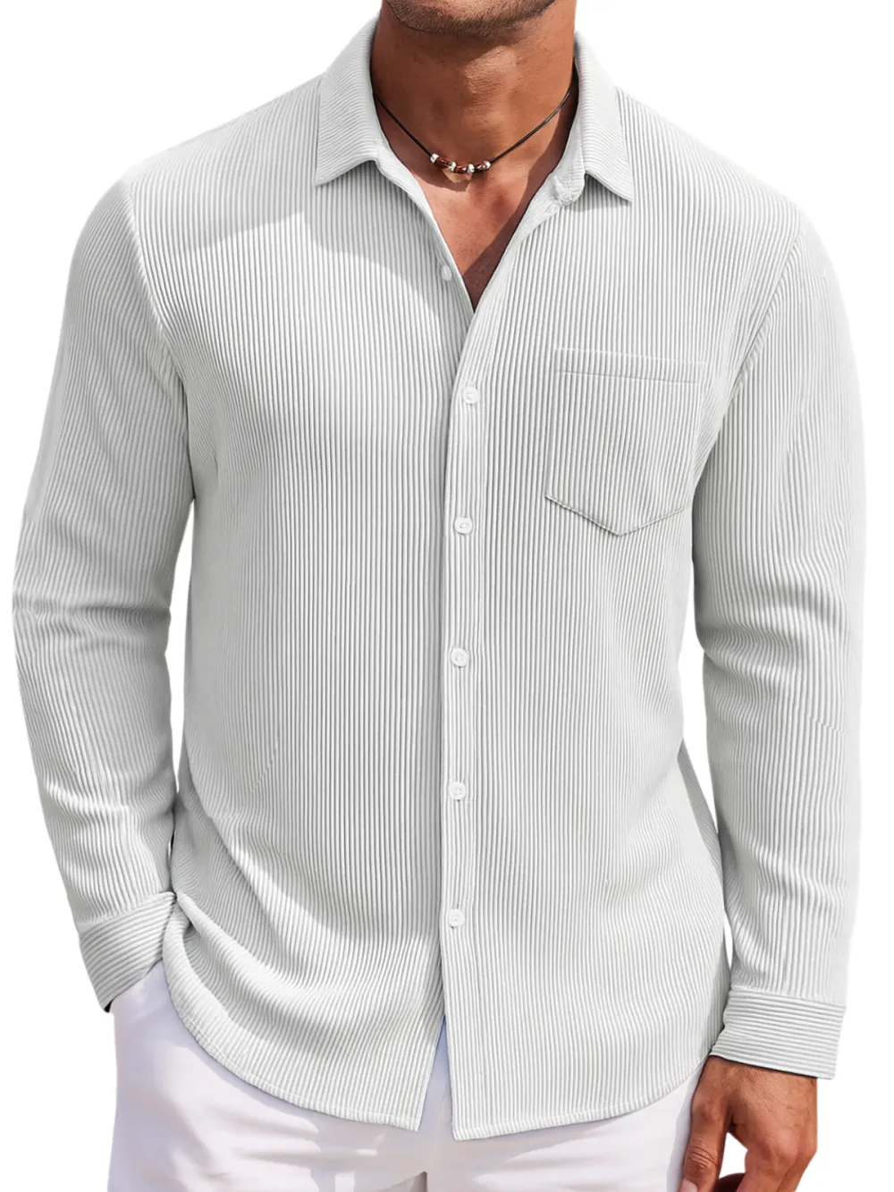 Long Sleeve Open Collar Shirt
