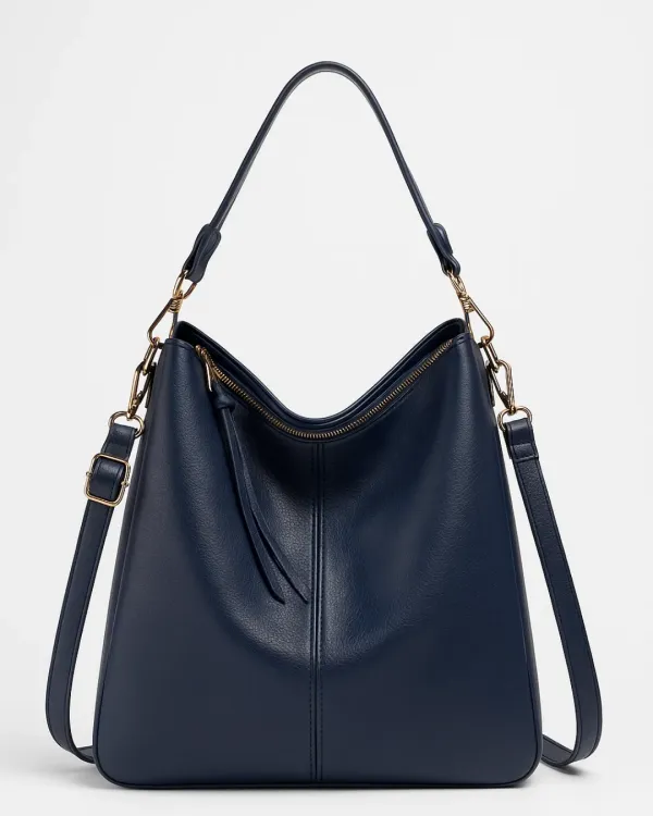 Leather Look Hobo Bag Large Shoulder Handbag Crossbody Strap