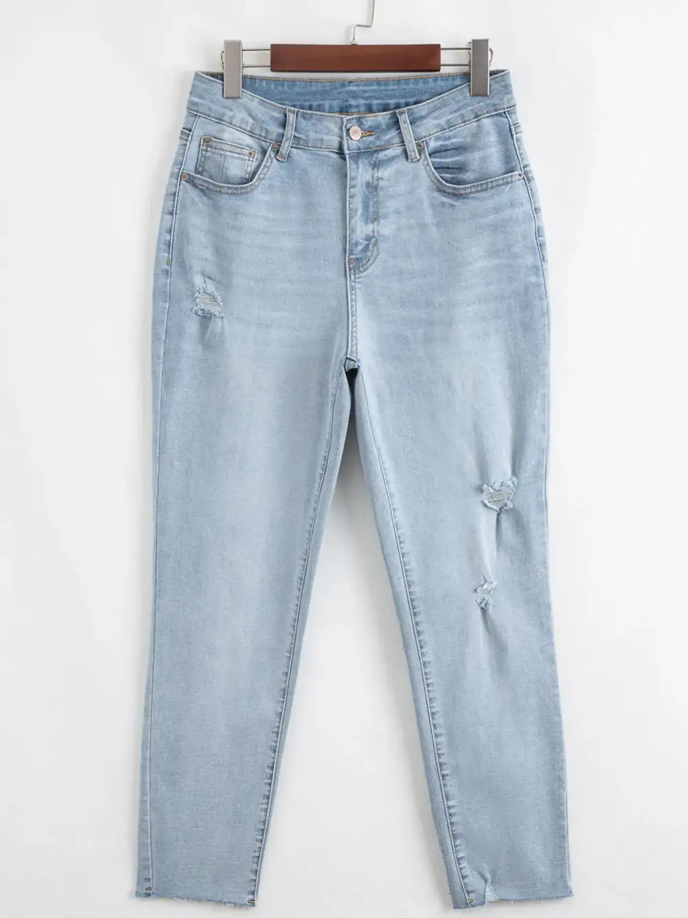 Mid Rise Skinny Distressed Denim Jeans