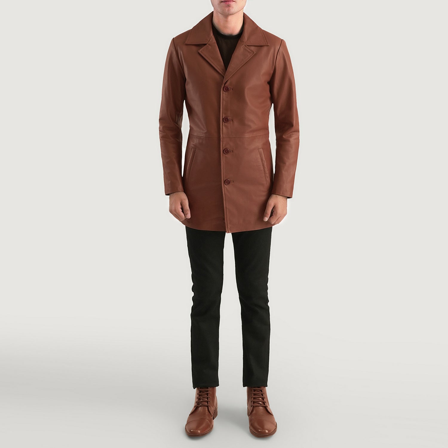 Men's Clean Line Leather Coat