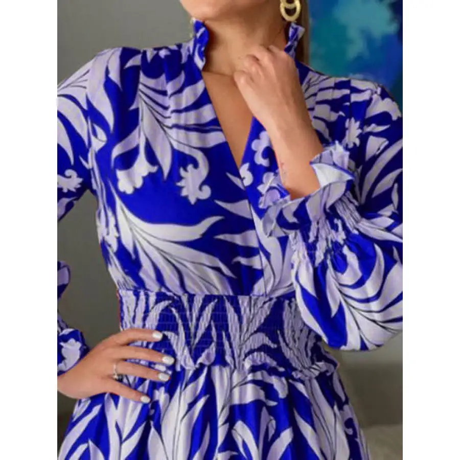 Printed Flounce Sleeve Maxi Dress