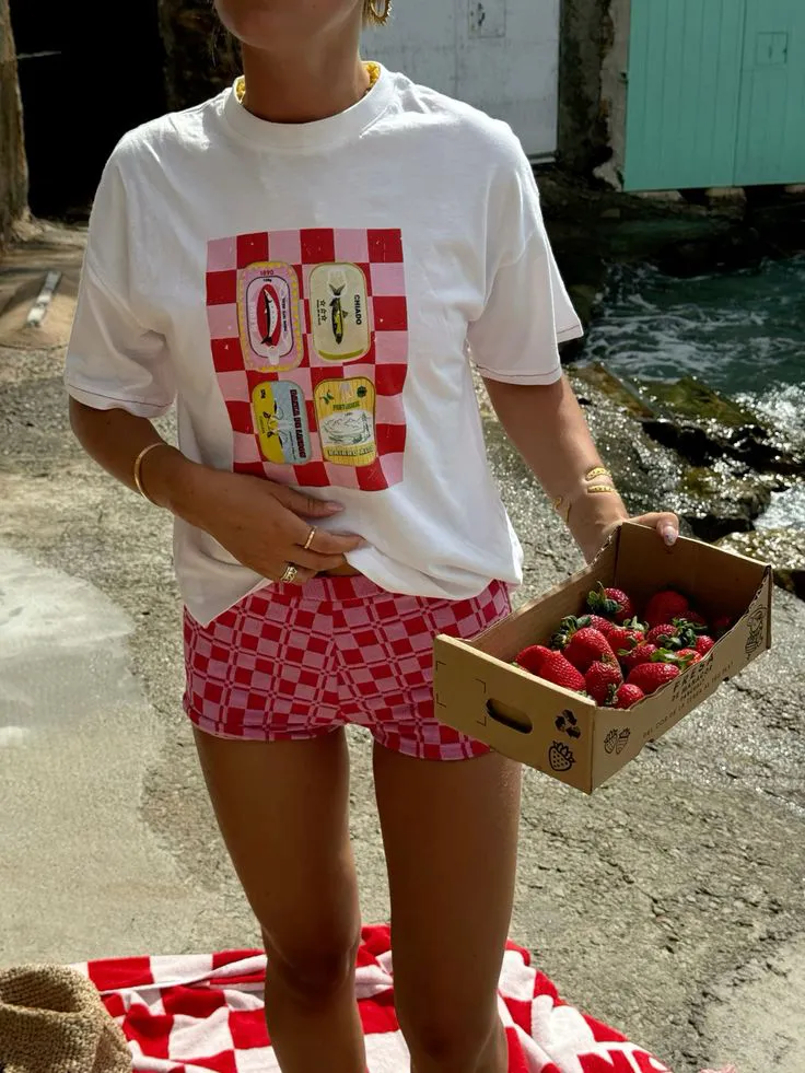Checkered And Animal Print T - Shirt