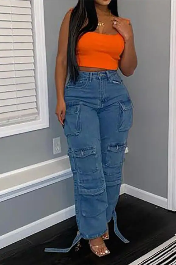 Multi-Pocket Denim Pants