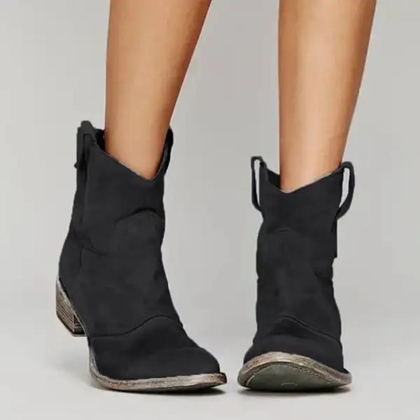 Warm Suede Ankle Boots Comfortable Western Style Boots
