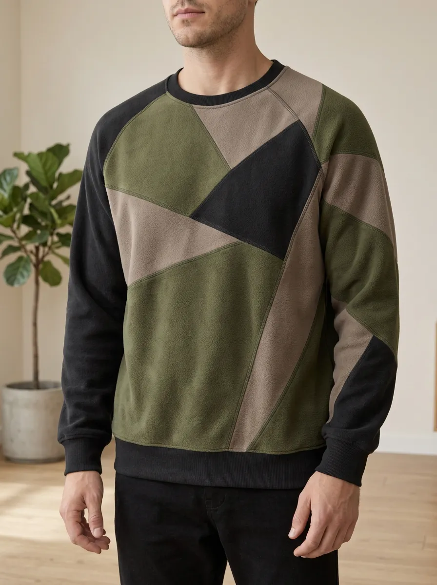 Men's Multi-Tone Colorblock Paneled Sweatshirt