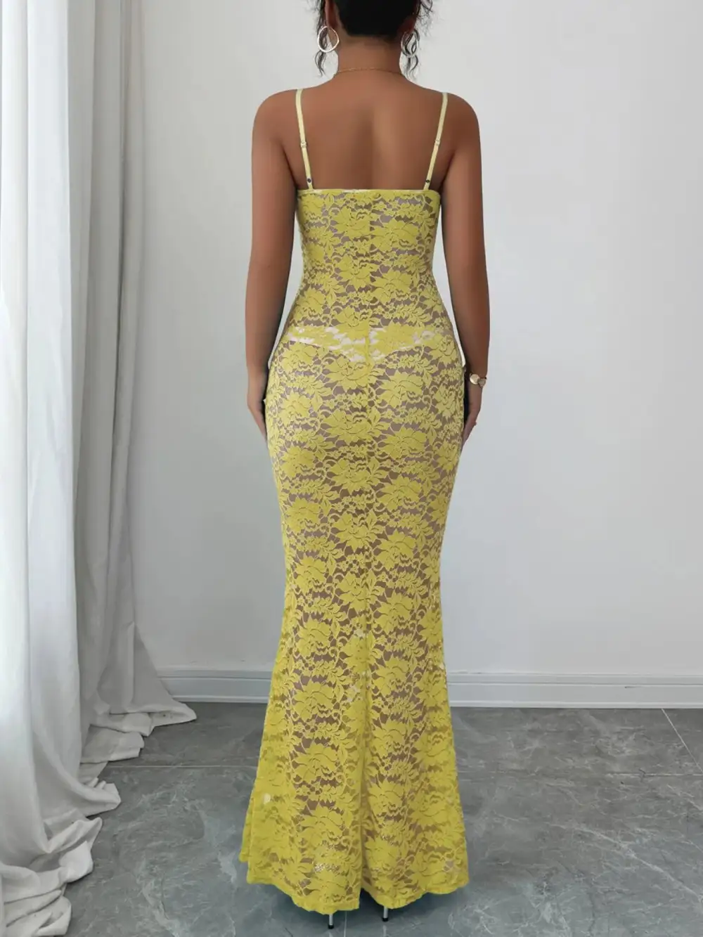 Lace Square Neck Maxi Dress