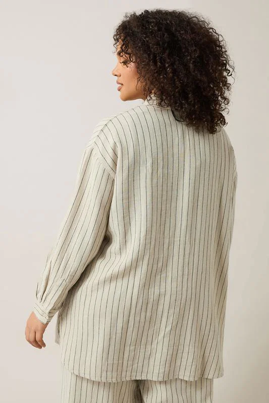Set Natural Brown Stripe Shirt & Trouser detail 2