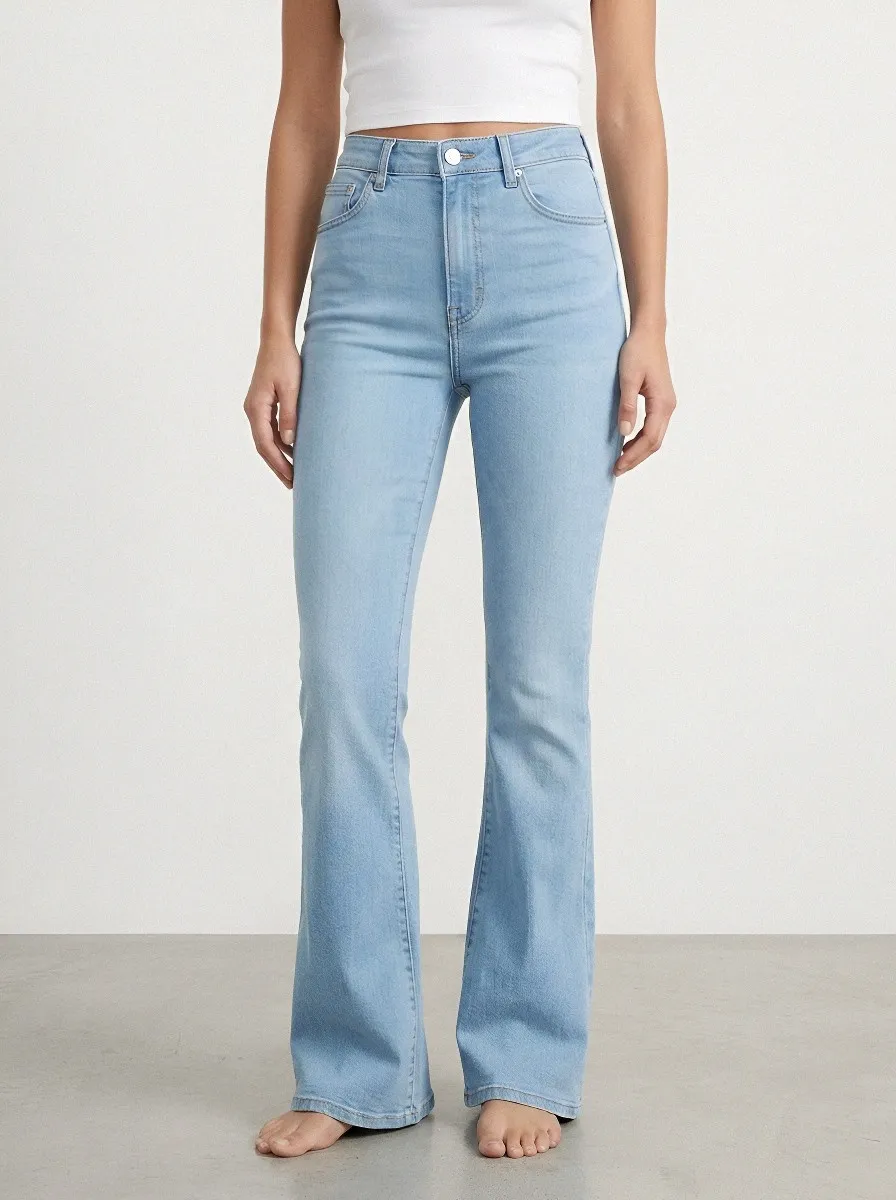 Casual High-Waist Women's High-Waist Stretch Flare Jeans