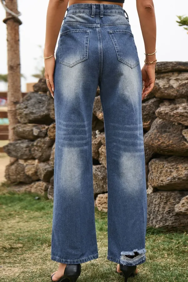 Relaxed Fit Distressed Jeans