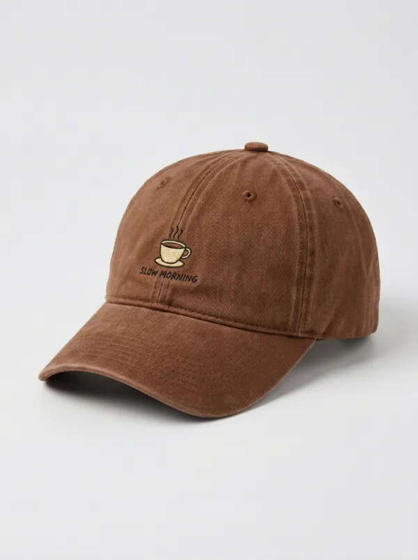 Modern Style Coffee-Lover Slow-Morning Embroidered Unisex Baseball Cap