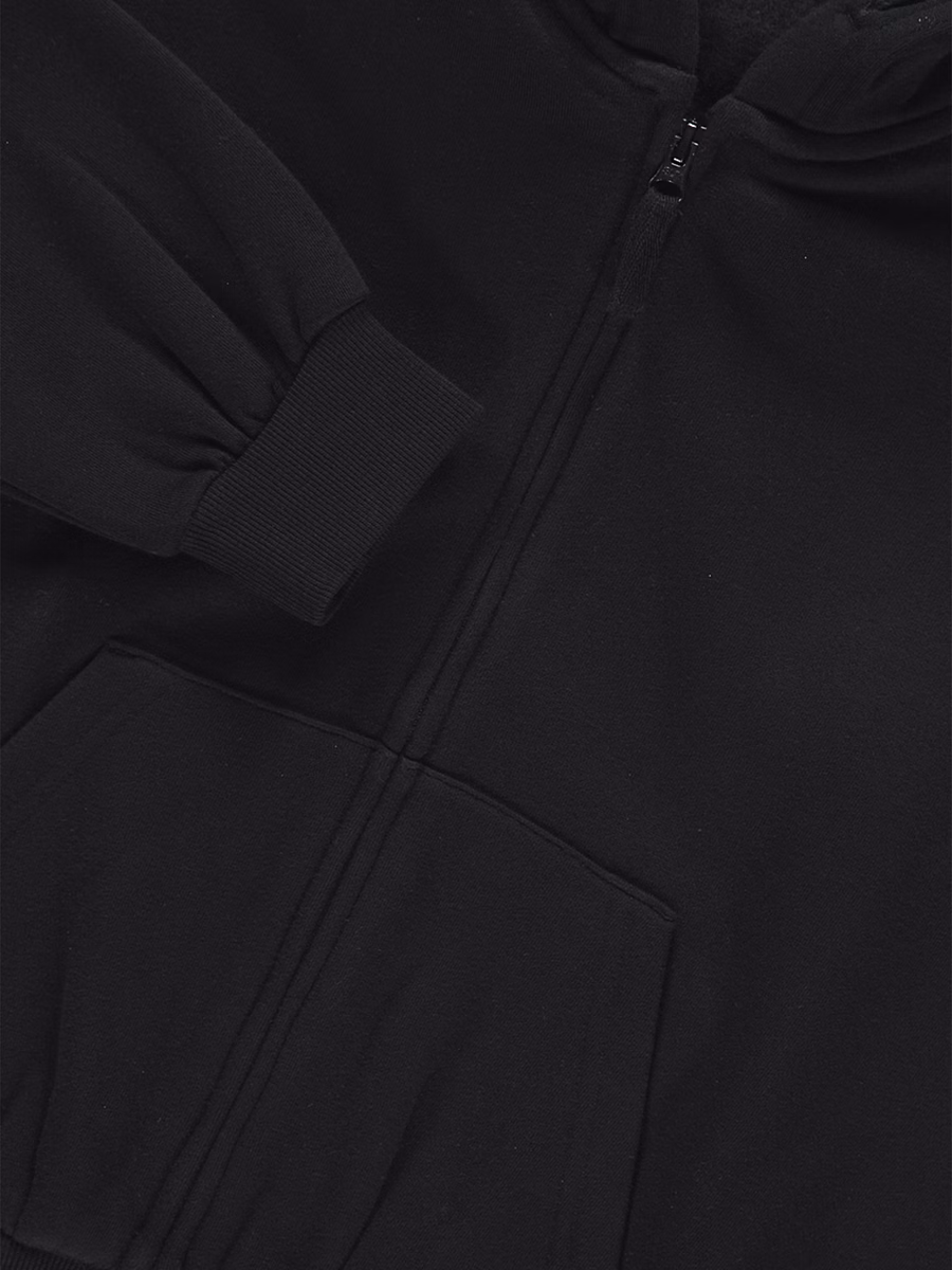 Black Pocket Zip-Up Hoody detail 1