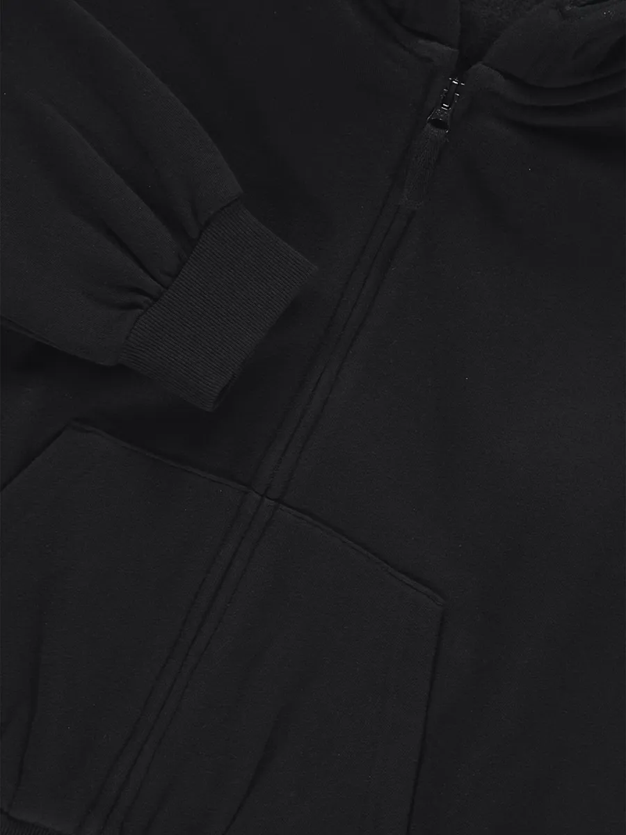 Black Pocket Zip-Up Hoody
