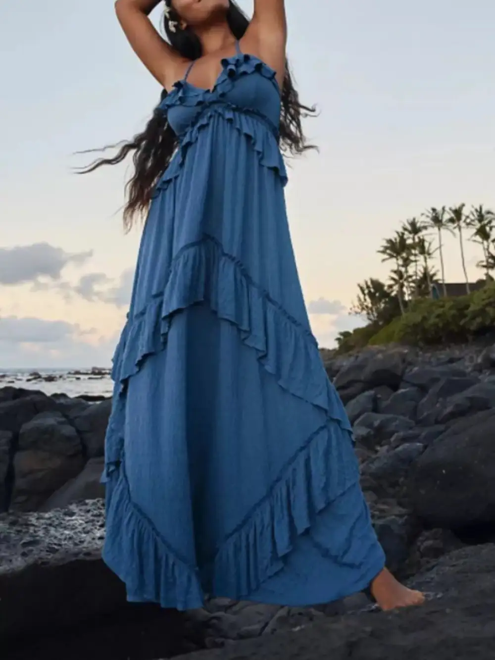 Halter Ruffled Maxi Dress