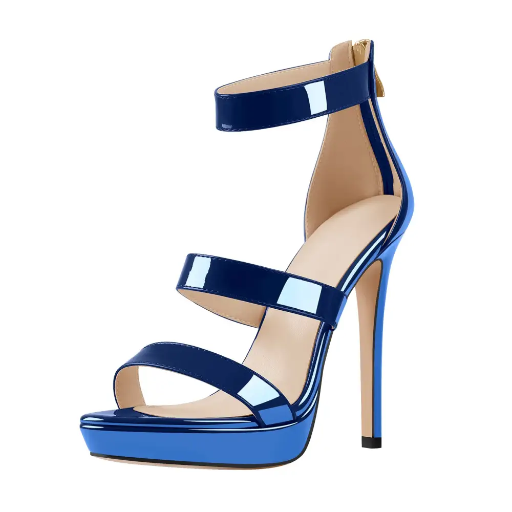 Ankle Zip Platform Stiletto Band Sandals