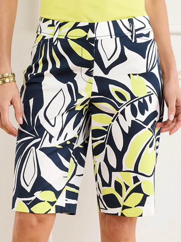 Women'S Fashionable Color-Matching Plant-Print Casual Pants