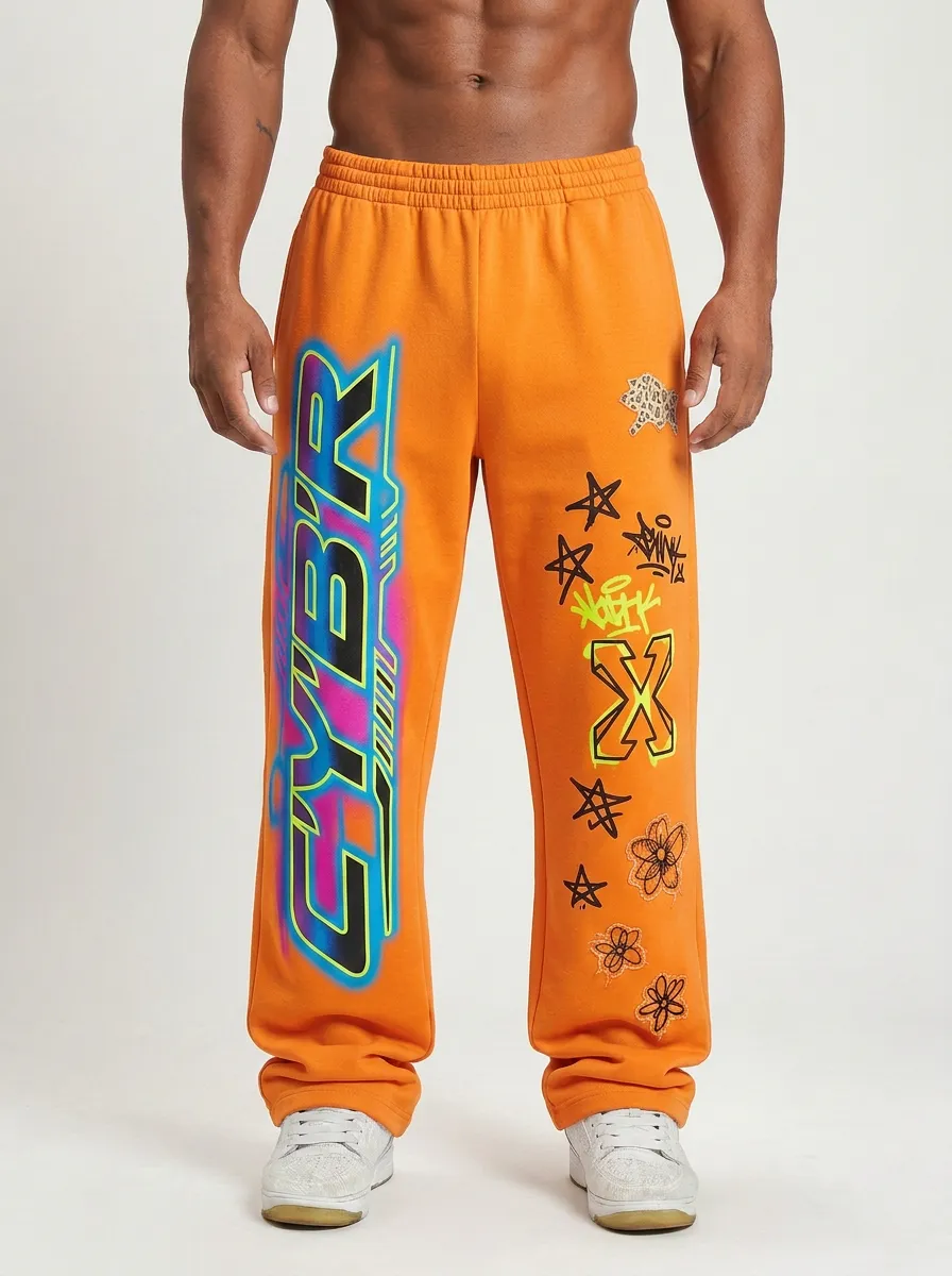 Unisex Urban Streetwear Graffiti Star Sweatpants