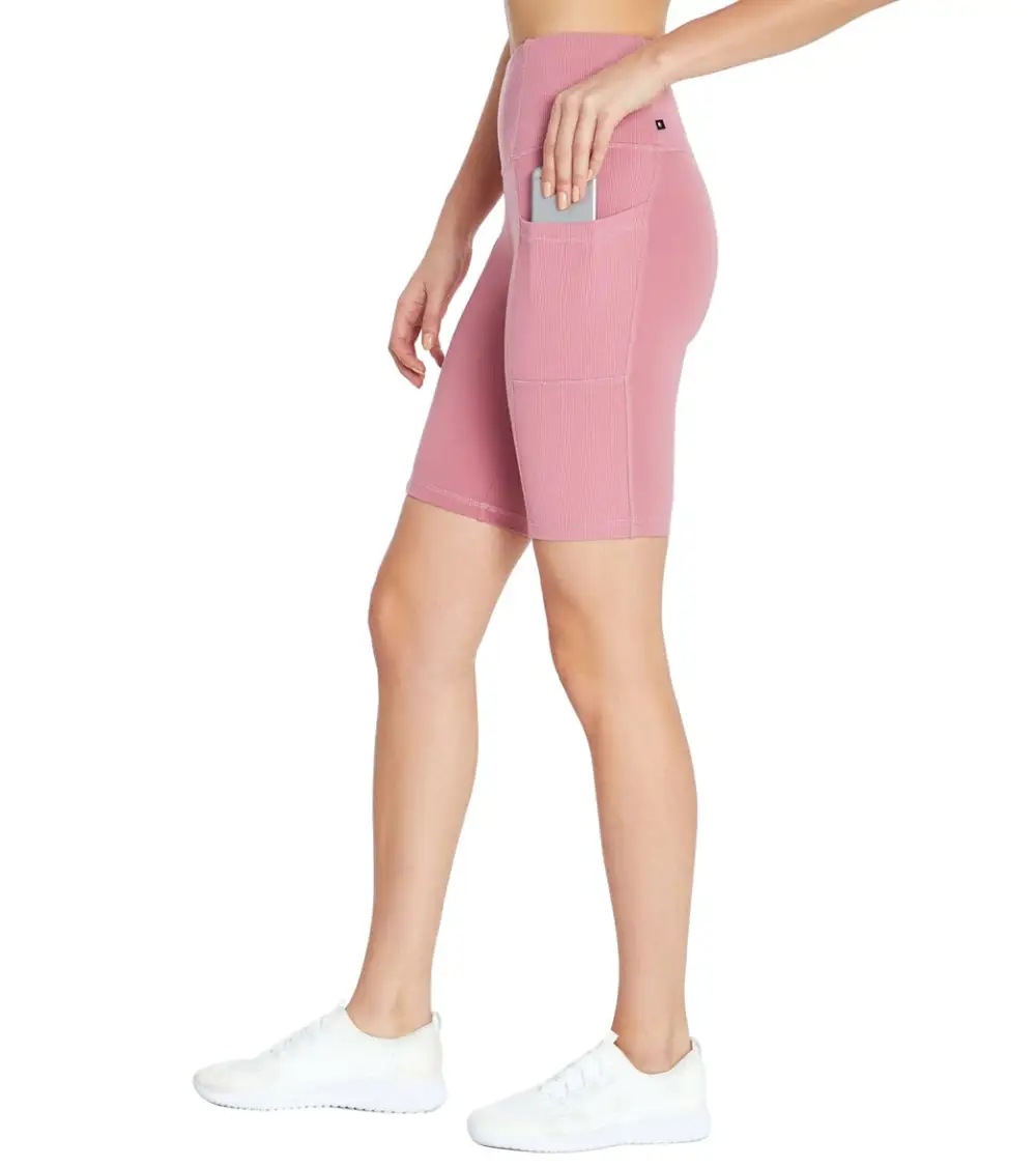 Rib Panel Pocket Yoga Shorts