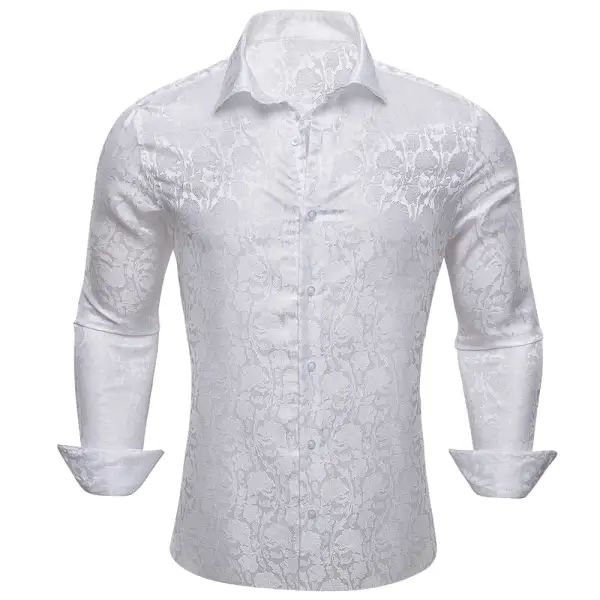 Formal Paisley Long Sleeve Silk Dress Shirt