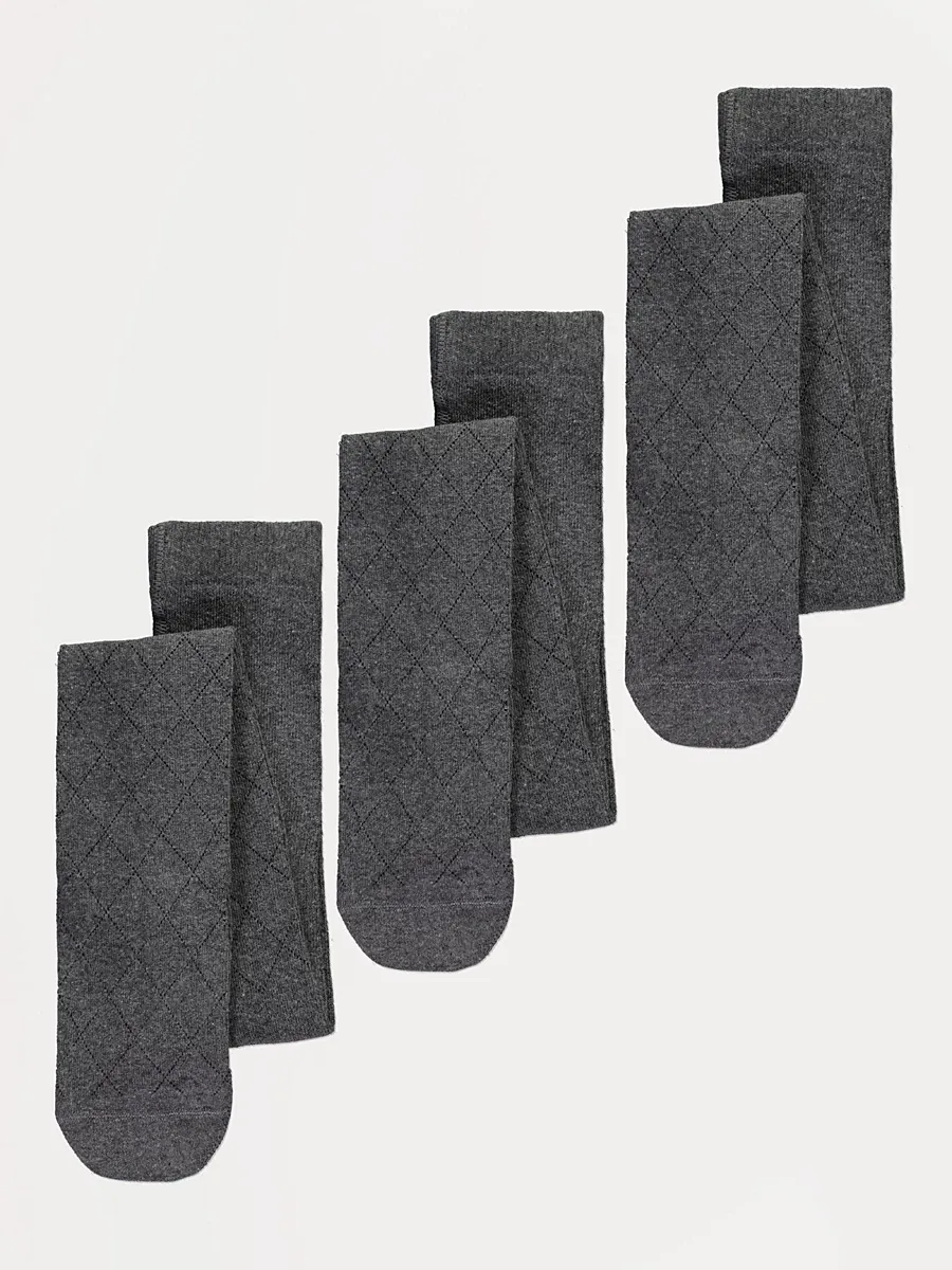 Grey Argyle Knitted Tights 3 Pack