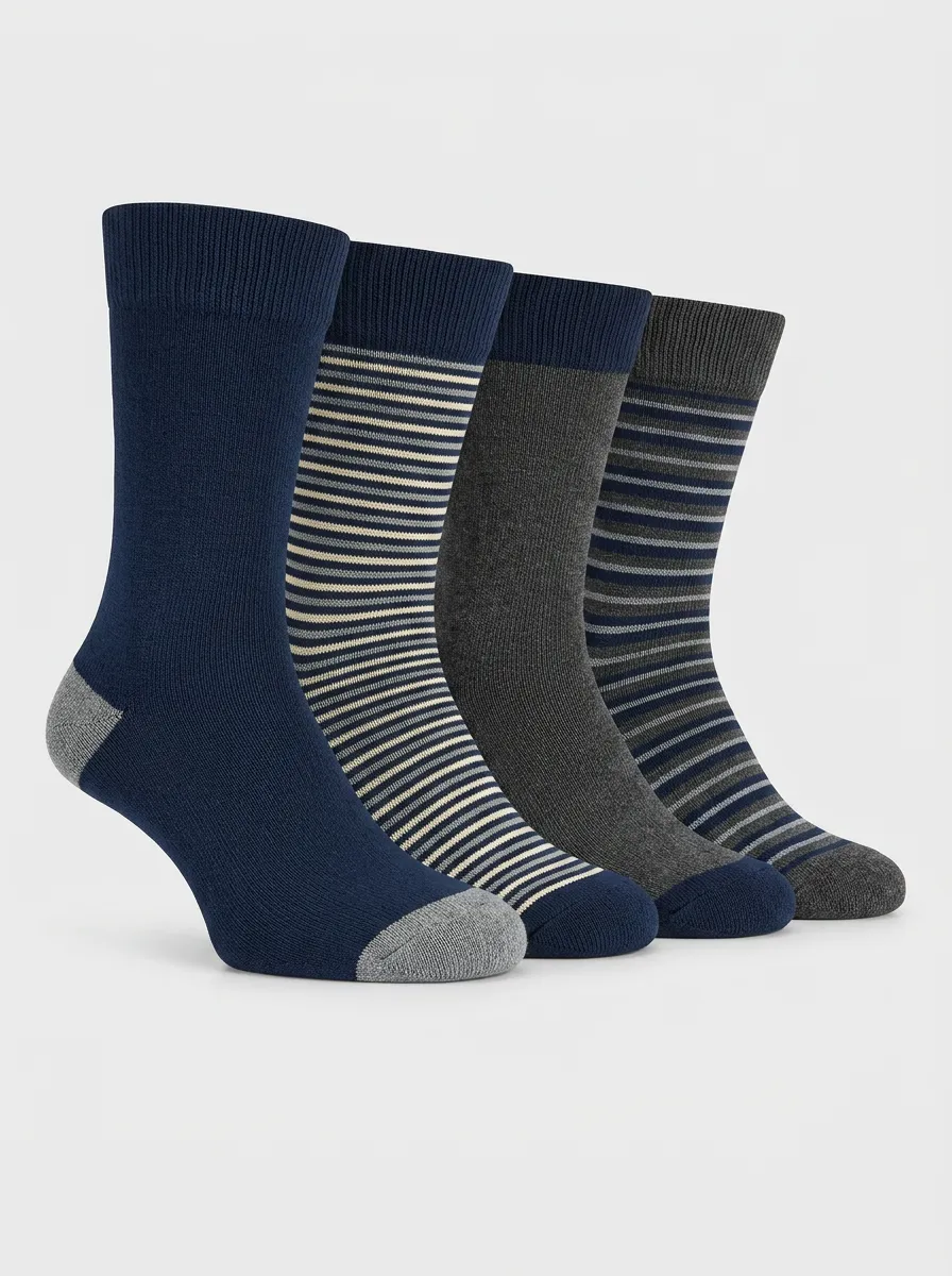 Weekend Striped Men's Four-Pair Long Socks