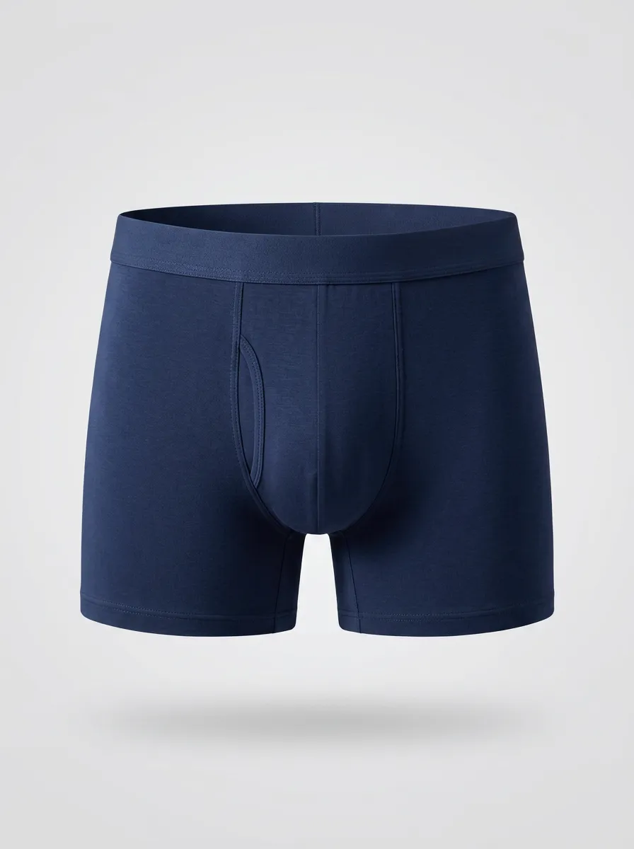 Men's Solid Navy Blue Comfortable Cotton Boxer Briefs