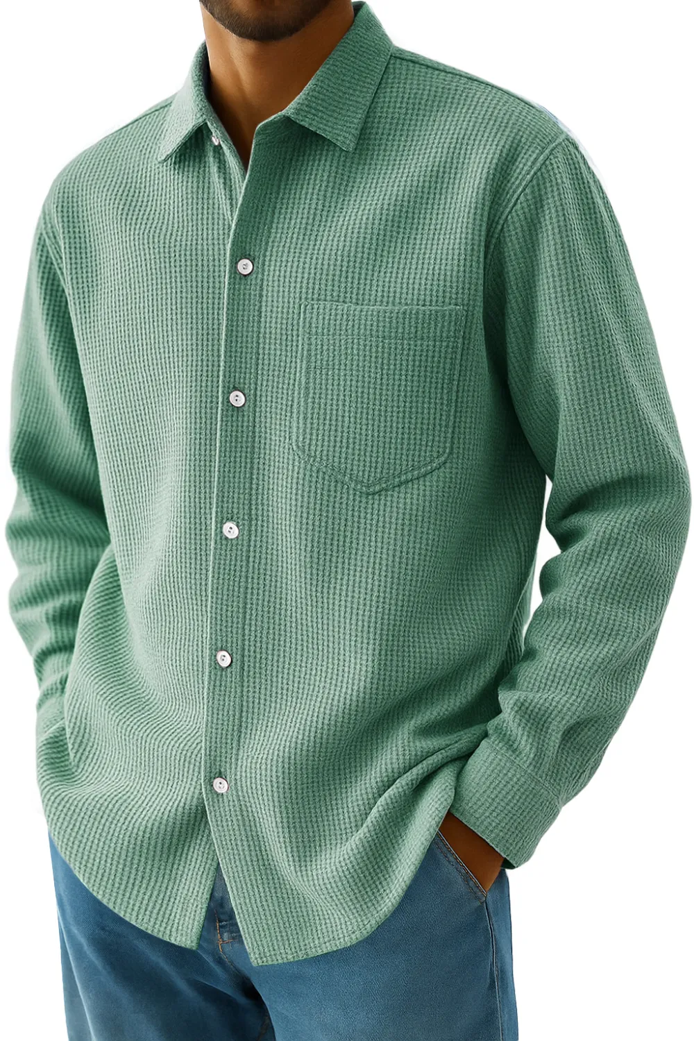 Relaxed Textured Knit Pocket Shirt