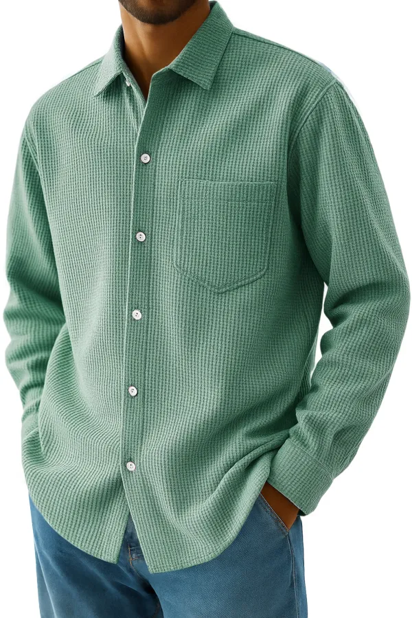 Relaxed Textured Knit Pocket Shirt