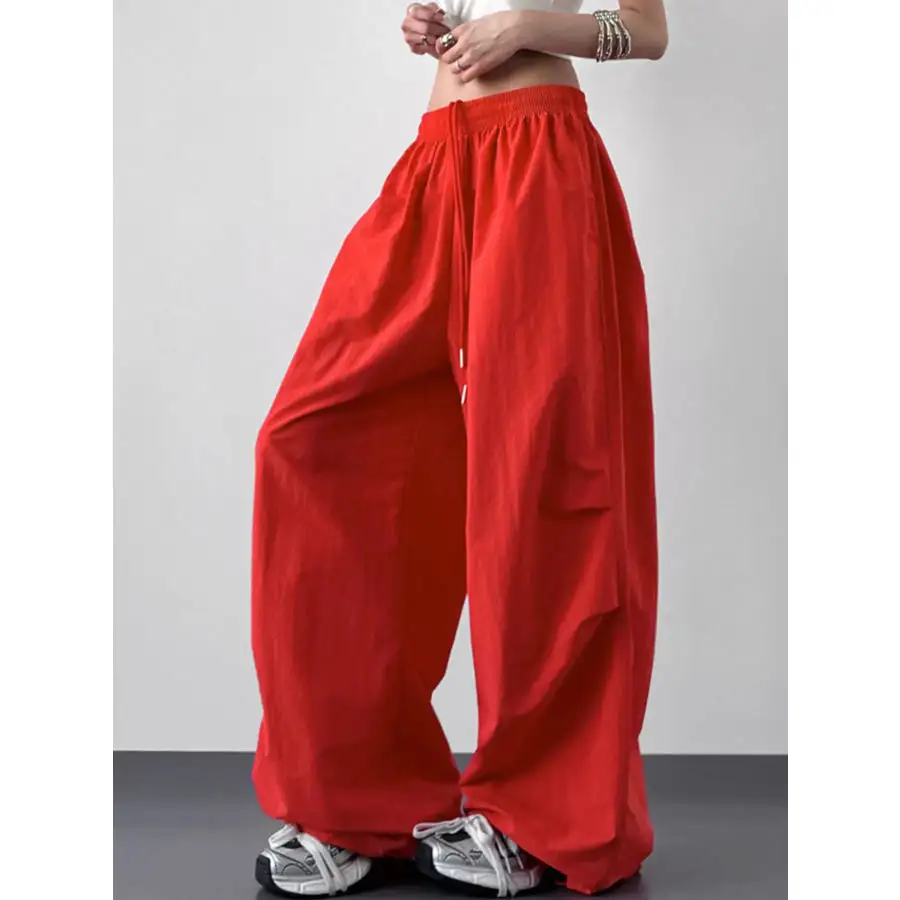 Simple Wide Leg Drawstring Pants