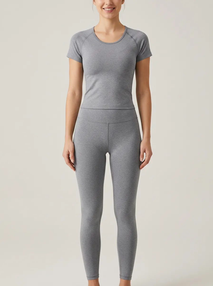 Women's Fitness Yoga Solid Grey Printed Sportswear Set