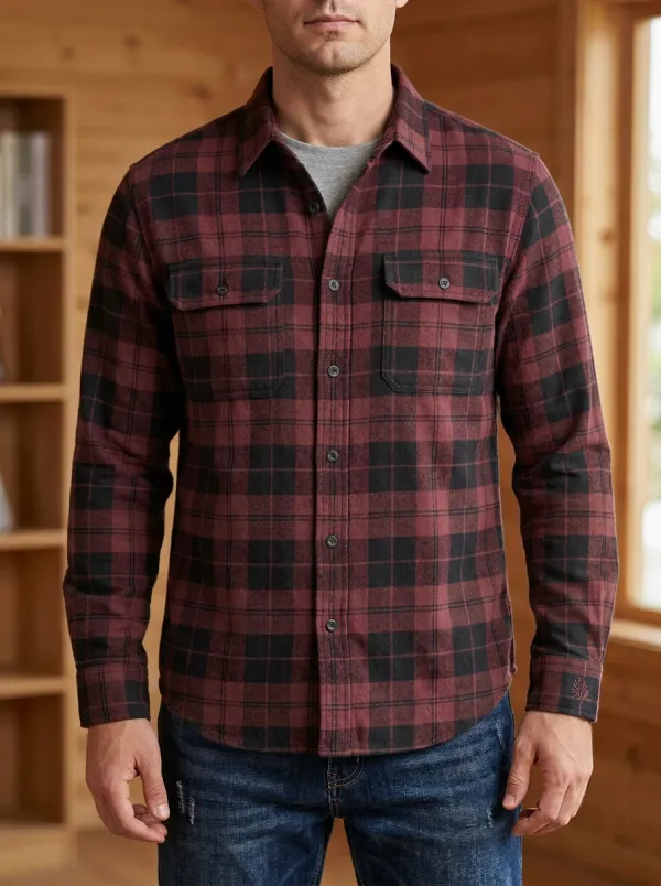 Forest Twin Pocket Tonal Button Plaid Shirt