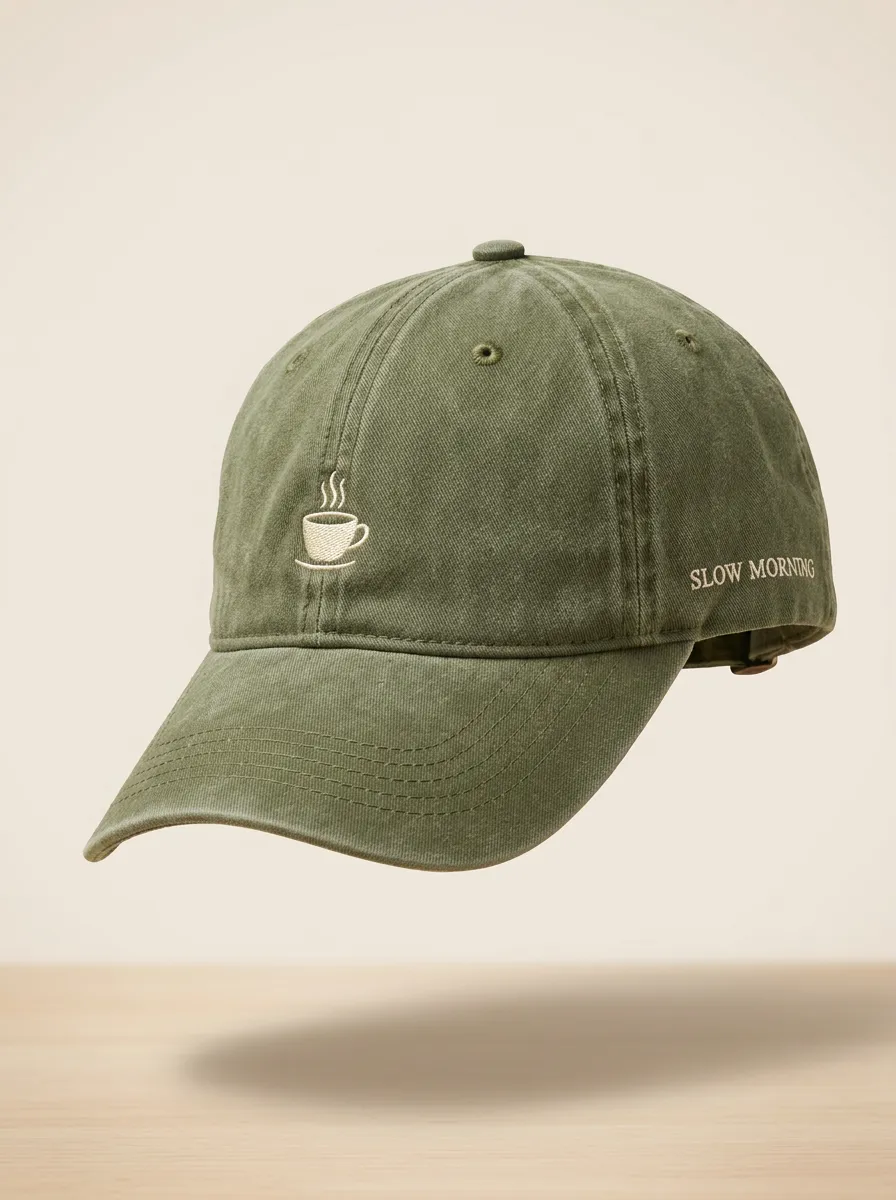 Cozy Coffee-Lover Slow-Morning Embroidered Unisex Baseball Cap